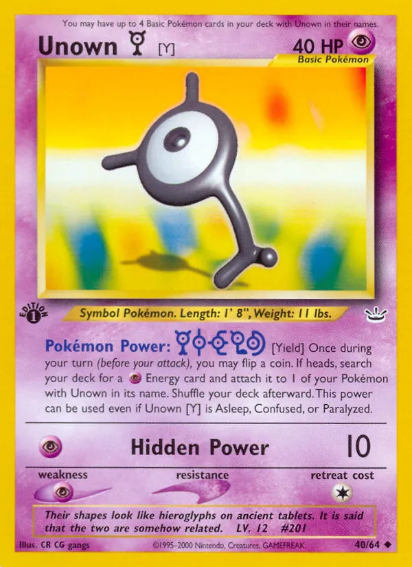 Unown [Y] Neo Revelation 40/64