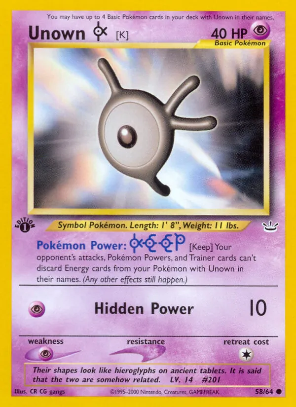 Unown [K] Neo Revelation 58/64