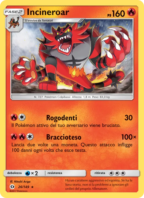 Incineroar Sole e Luna 26/149