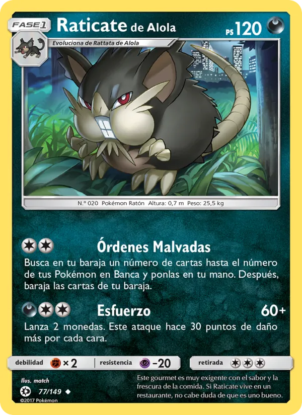 Raticate de Alola Sol y Luna 77/149