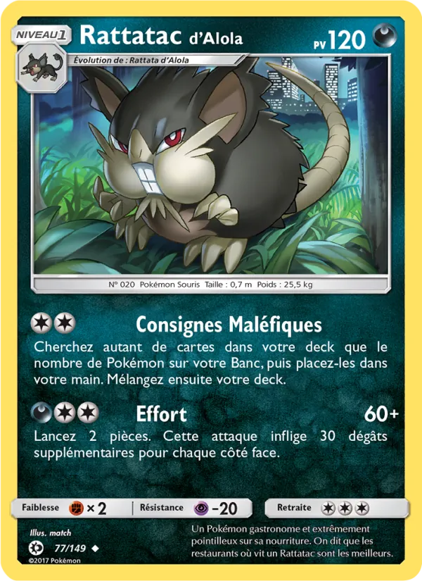 Rattatac d’Alola Soleil et Lune 77/149