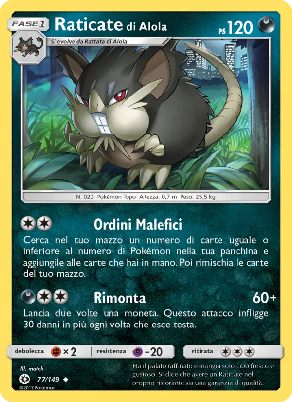 Raticate di Alola Sole e Luna 77/149