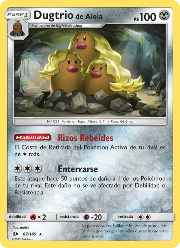 Dugtrio de Alola Sol y Luna 87/149