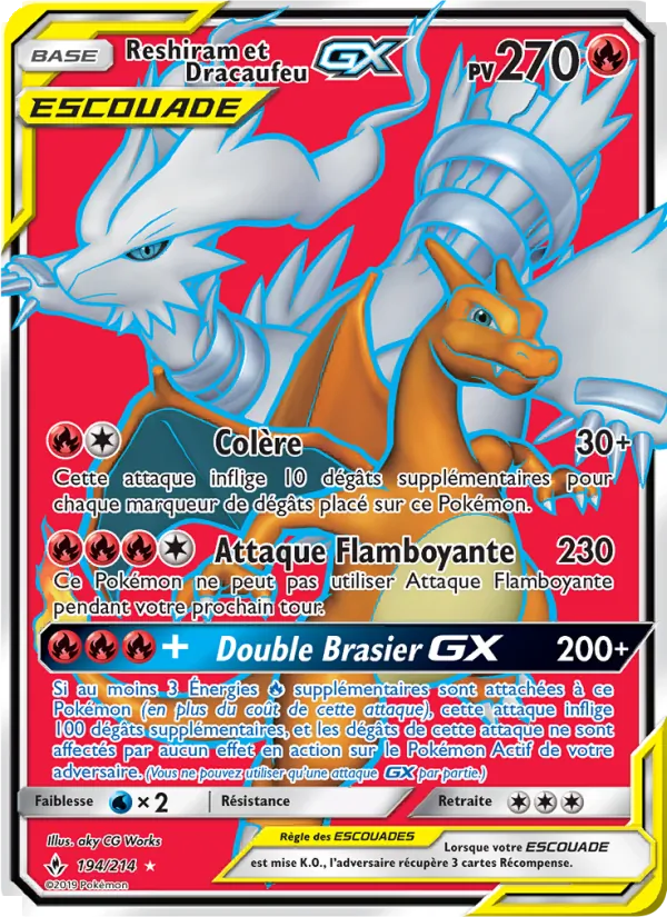 Reshiram et Dracaufeu GX Alliance Infaillible 194/214