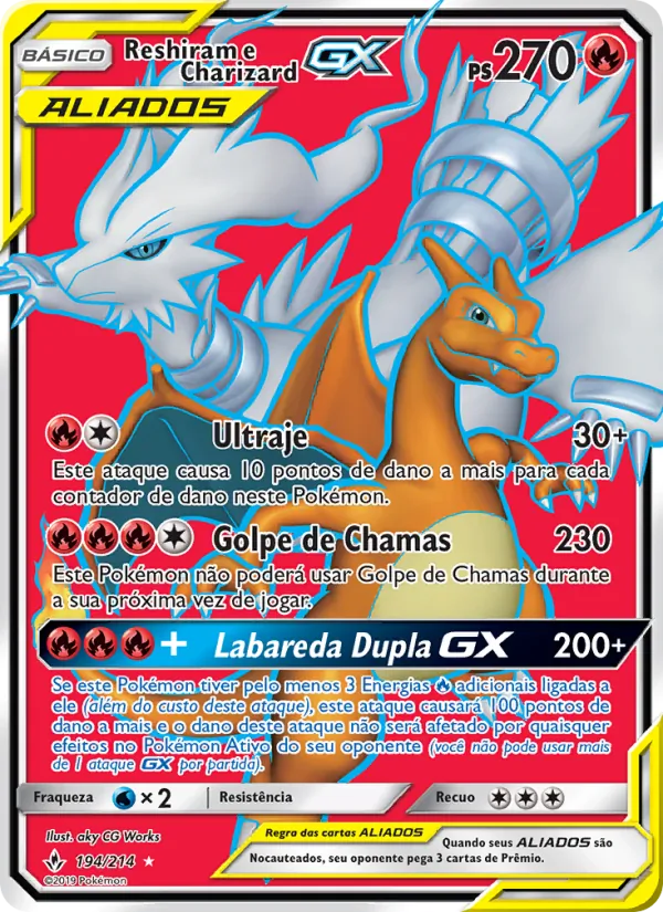 Reshiram e Charizard GX Elos Inquebráveis 194/214