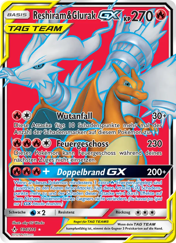 Reshiram & Glurak GX Kräfte im Einklang 194/214