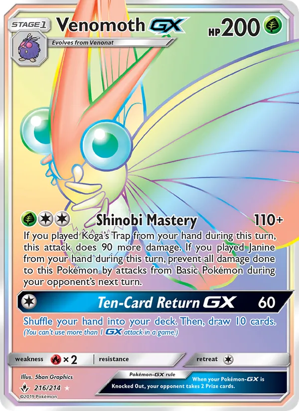 Venomoth GX Unbroken Bonds 216/214