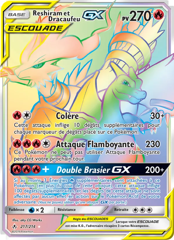 Reshiram et Dracaufeu GX Alliance Infaillible 217/214
