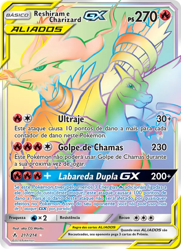 Reshiram e Charizard GX Elos Inquebráveis 217/214