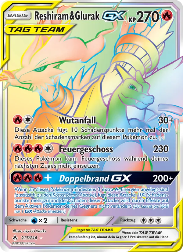 Reshiram & Glurak GX Kräfte im Einklang 217/214