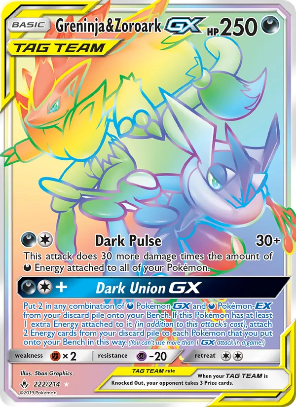 Greninja & Zoroark GX Unbroken Bonds 222/214