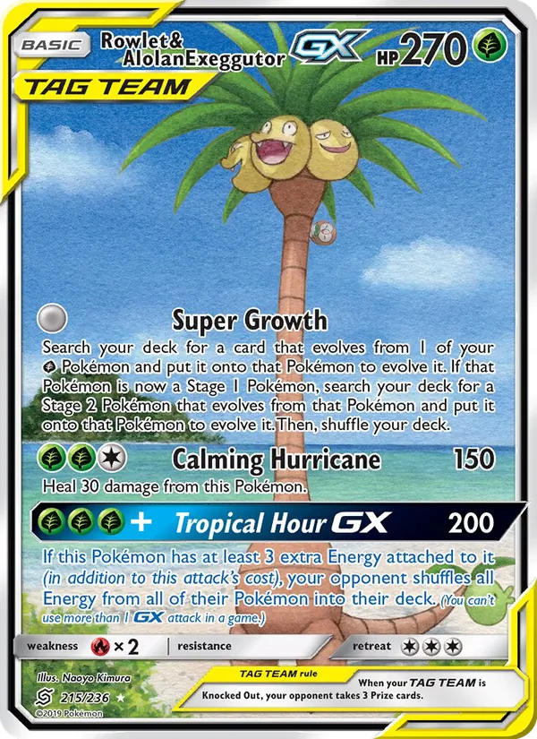 Rowlet & Alolan Exeggutor GX Unified Minds 215/236