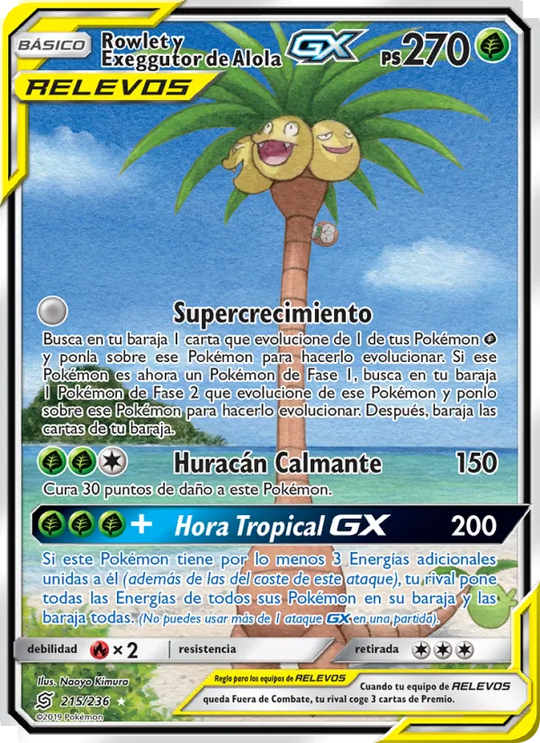 Rowlet y Exeggutor de Alola GX Mentes Unidas 215/236