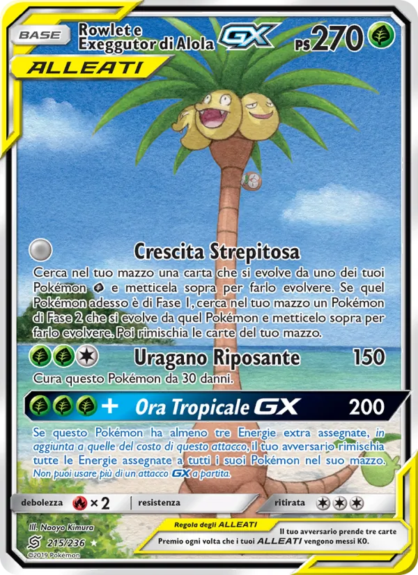 Rowlet e Exeggutor di Alola GX Sintonia Mentale 215/236