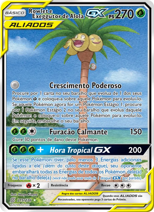 Rowlet e Exeggutor de Alola GX Sintonia Mental 215/236