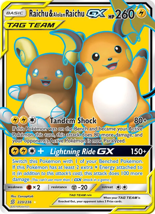 Raichu & Alolan Raichu GX Unified Minds 220/236