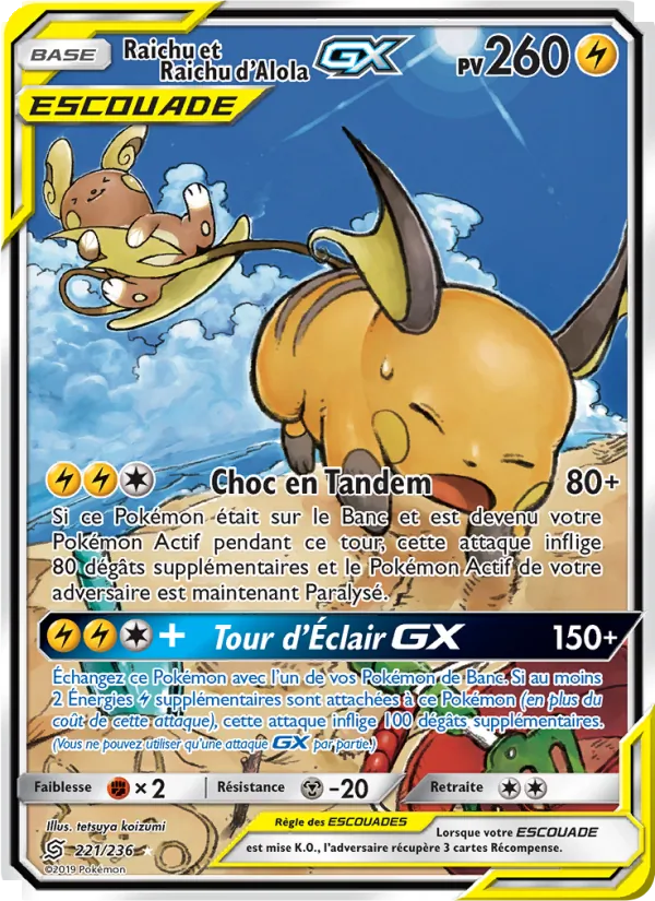 Raichu et Raichu d’Alola GX Harmonie des Esprits 221/236
