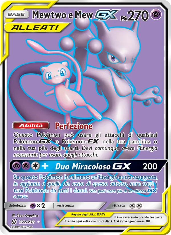 Mewtwo e Mew GX Sintonia Mentale 222/236
