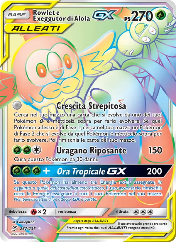 Rowlet e Exeggutor di Alola GX Sintonia Mentale 237/236