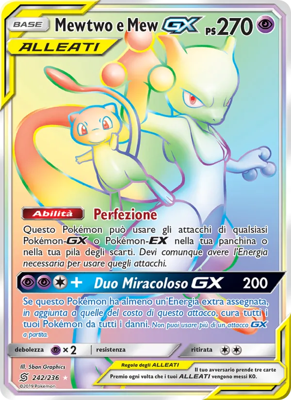 Mewtwo e Mew GX Sintonia Mentale 242/236