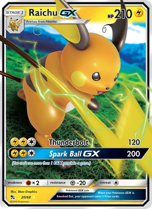 Raichu GX Hidden Fates 20/68