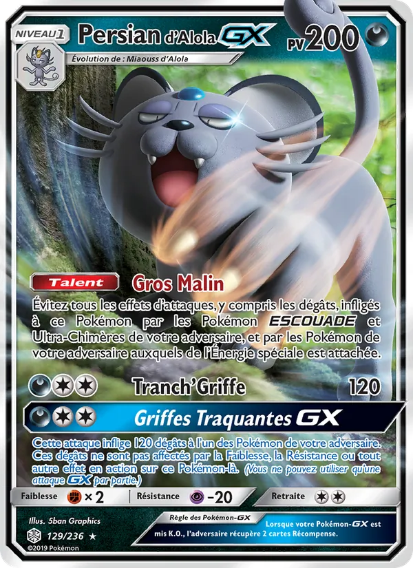 Persian d’Alola GX Éclipse Cosmique 129/236