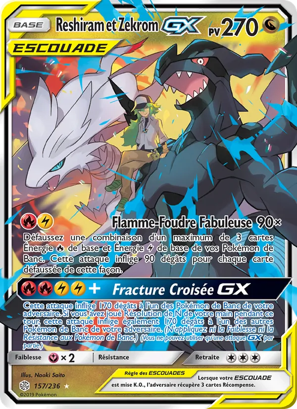 Reshiram et Zekrom GX Éclipse Cosmique 157/236