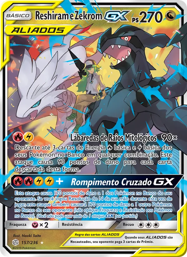 Reshiram e Zekrom GX Eclipse Cósmico 157/236
