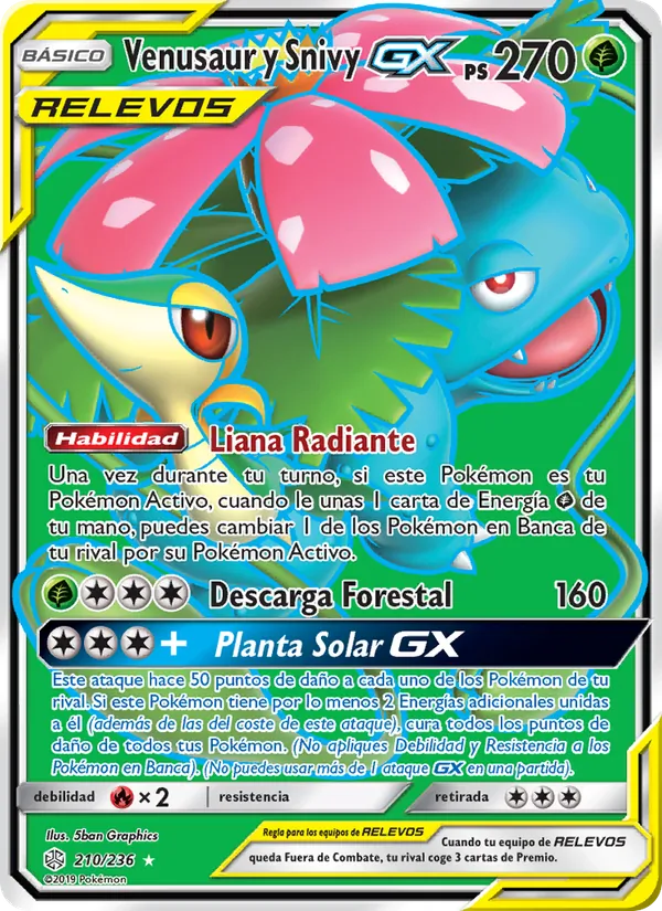 Venusaur y Snivy GX Eclipse Cósmico 210/236