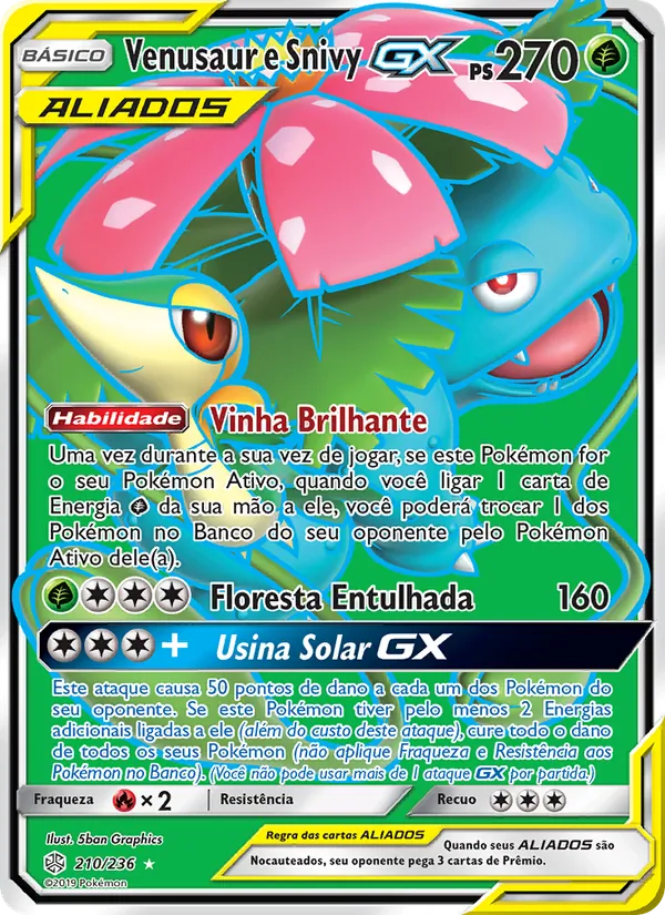 Venusaur e Snivy GX Eclipse Cósmico 210/236