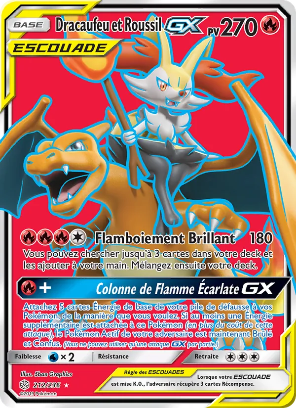 Dracaufeu et Roussil GX Éclipse Cosmique 212/236