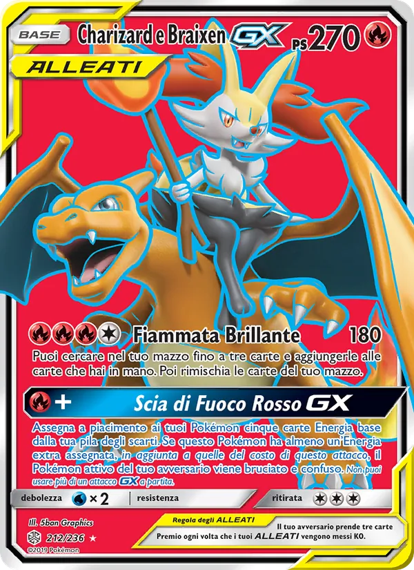 Charizard e Braixen GX Eclissi Cosmica 212/236