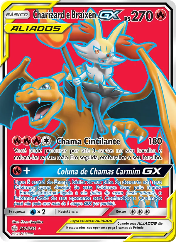Charizard e Braixen GX Eclipse Cósmico 212/236