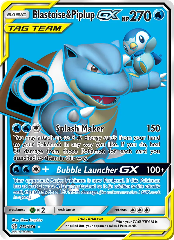 Blastoise & Piplup GX Cosmic Eclipse 214/236