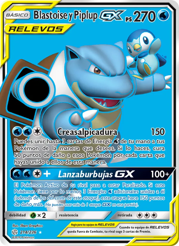 Blastoise y Piplup GX Eclipse Cósmico 214/236