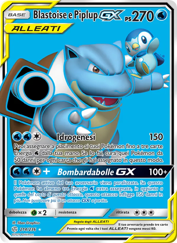 Blastoise e Piplup GX Eclissi Cosmica 214/236