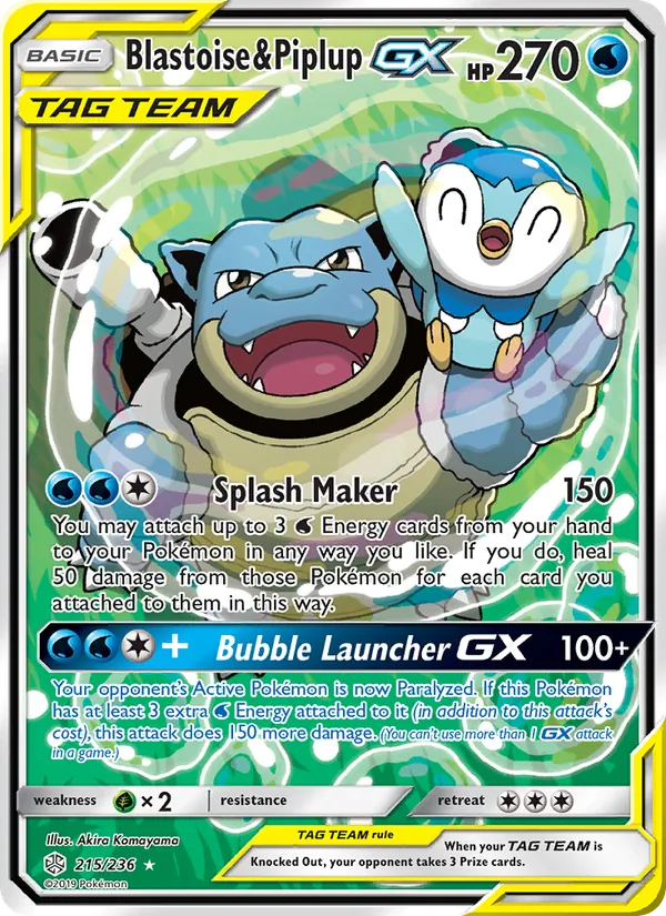 Blastoise & Piplup GX Cosmic Eclipse 215/236