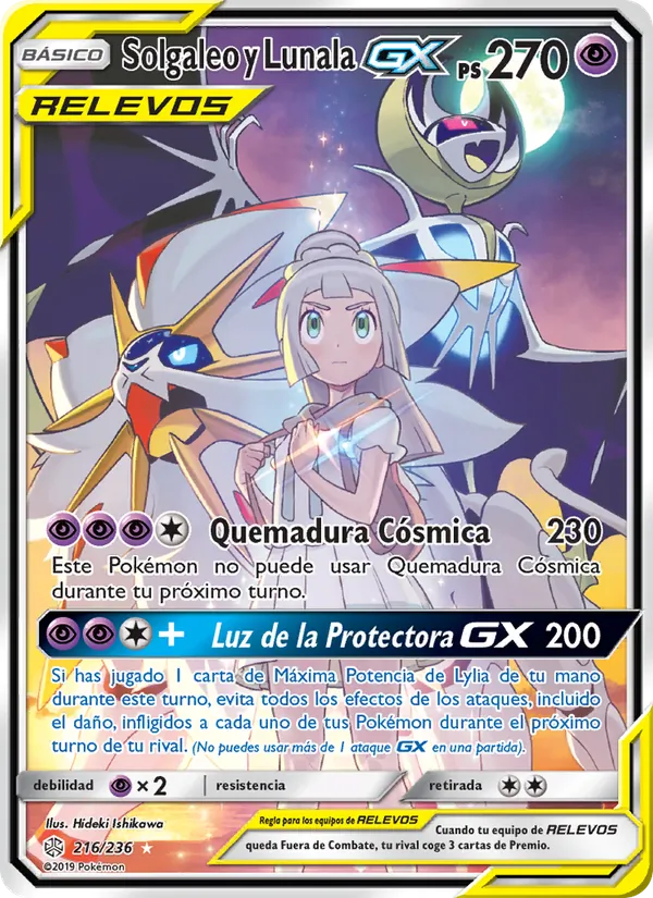 Solgaleo y Lunala GX Eclipse Cósmico 216/236