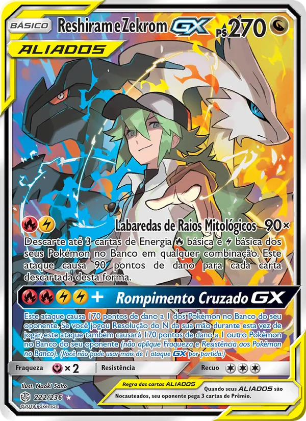 Reshiram e Zekrom GX Eclipse Cósmico 222/236