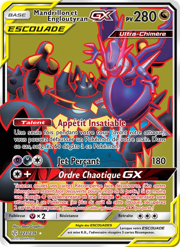 Mandrillon et Engloutyran GX Éclipse Cosmique 223/236