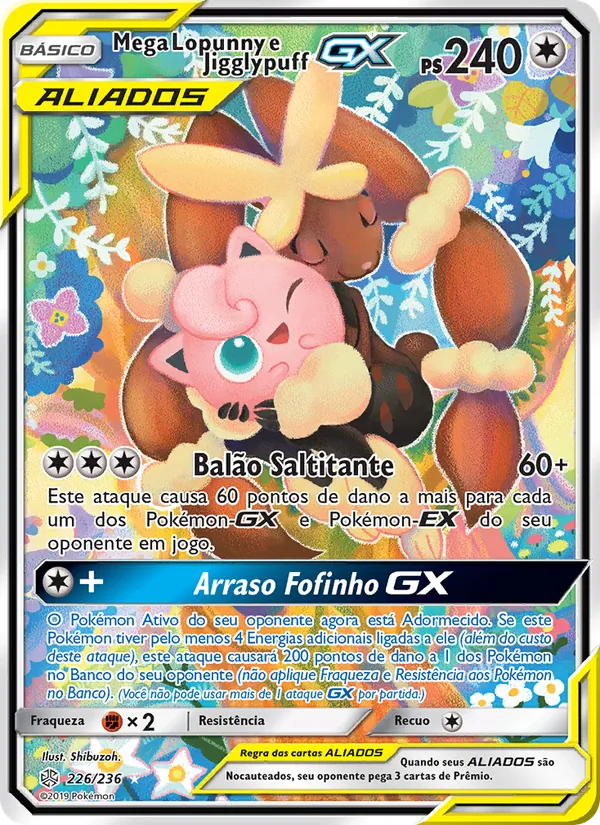 Mega Lopunny e Jigglypuff GX Eclipse Cósmico 226/236