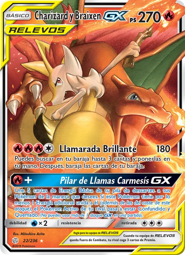 Charizard y Braixen GX Eclipse Cósmico 22/236