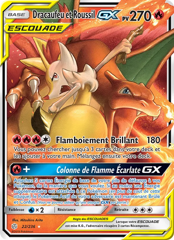 Dracaufeu et Roussil GX Éclipse Cosmique 22/236