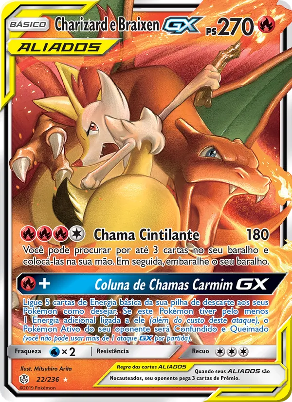 Charizard e Braixen GX Eclipse Cósmico 22/236