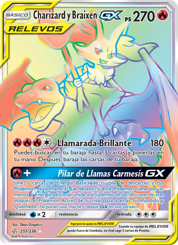 Charizard y Braixen GX Eclipse Cósmico 251/236
