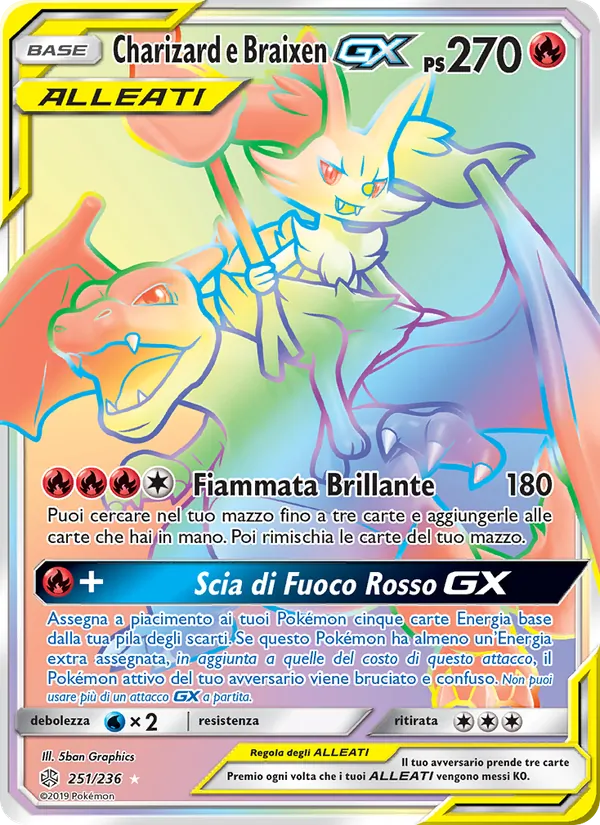 Charizard e Braixen GX Eclissi Cosmica 251/236