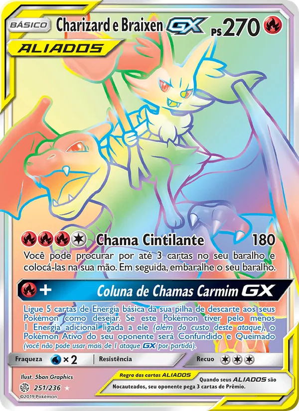 Charizard e Braixen GX Eclipse Cósmico 251/236