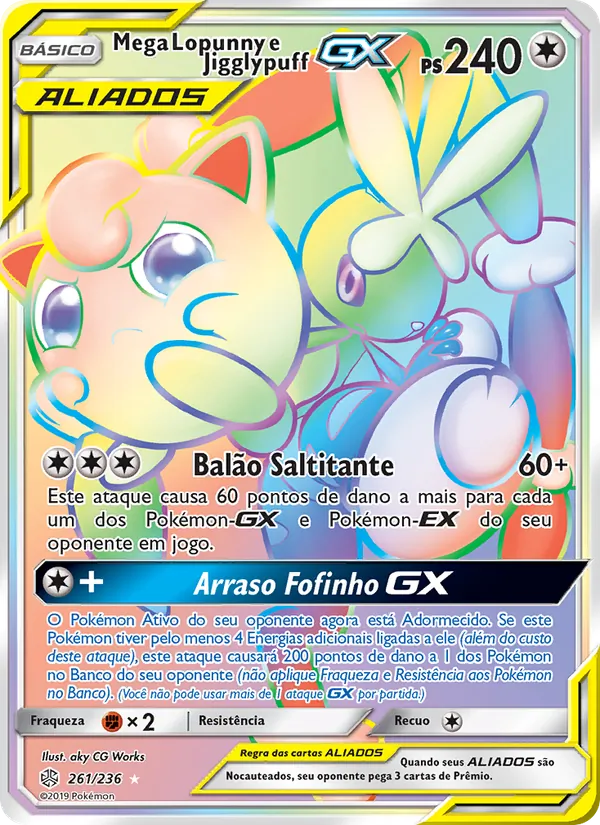 Mega Lopunny e Jigglypuff GX Eclipse Cósmico 261/236