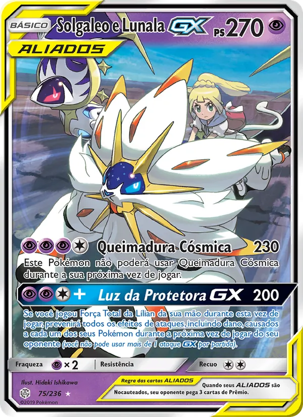 Solgaleo e Lunala GX Eclipse Cósmico 75/236