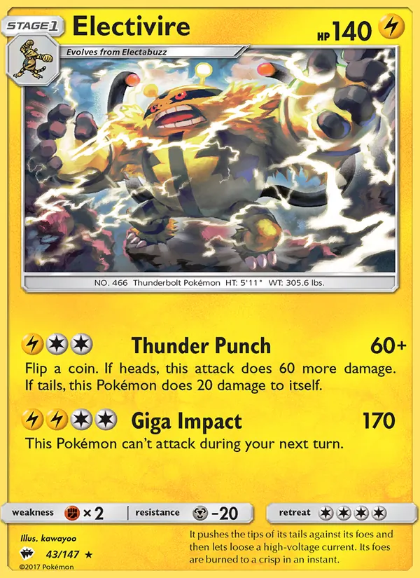 Electivire Burning Shadows 43/147